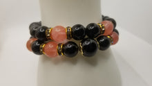 Load image into Gallery viewer, Watermelon Quartz and Obsidian Bracelets
