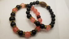 Load image into Gallery viewer, Watermelon Quartz and Obsidian Bracelets
