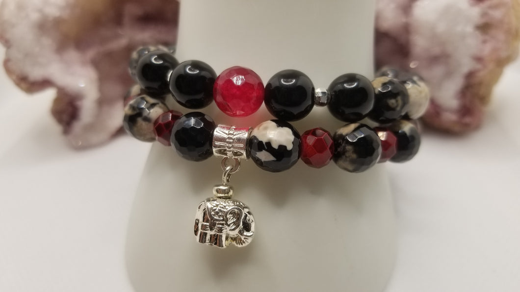 Obsidian, Black Agate, And Ruby Malaysian Jade