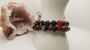 Obsidian, Black Agate, And Ruby Malaysian Jade