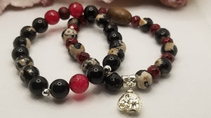 Obsidian, Black Agate, And Ruby Malaysian Jade